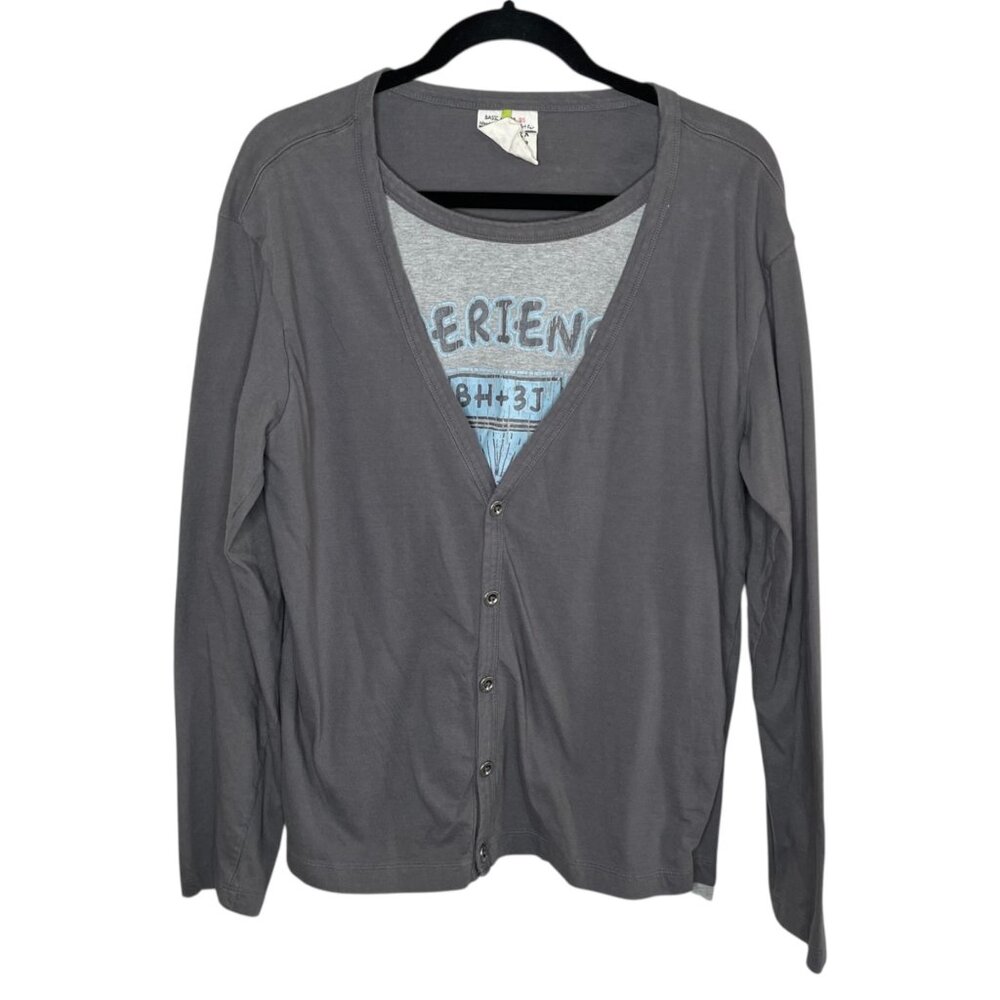 Basic House Gray Cardigan With Hendrix Woodstock Attached Graphic Tee 95 cm